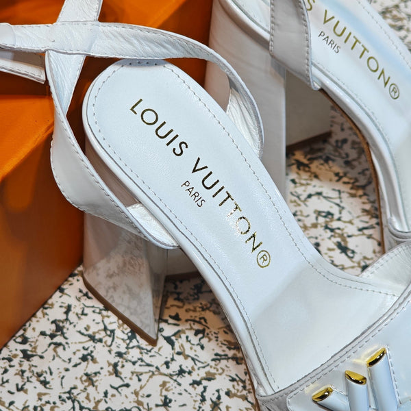 LV Shake Platform Sandal 110mm White Patent calf leather 456143