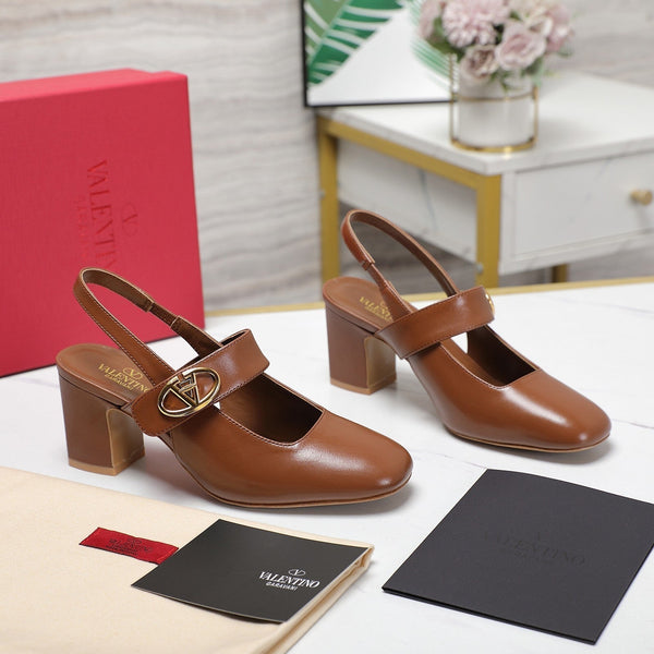 The Bold Edition Vlogo Slingback 65 Deep Mouth Half Drag Heels Marrone Pelle di vitello