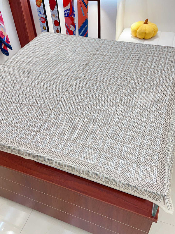 FF PONCHO 140 CM SCRAF IN BEIGE MONOGRAM SILK CASHMERE