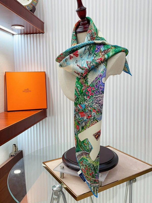 Eleftheria Scarf 90 CM In Colorful Silk Twill  193836