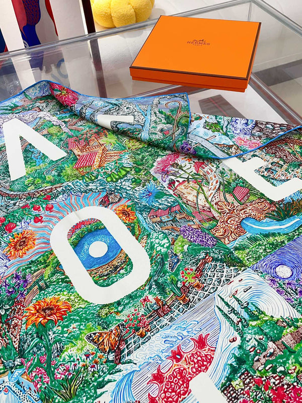 Eleftheria Scarf 90 CM In Colorful Silk Twill  193836