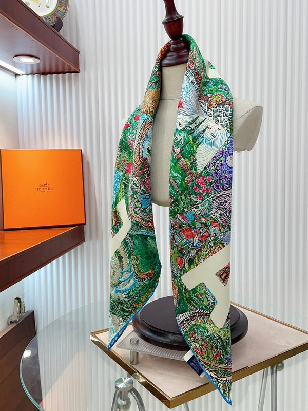 Eleftheria Scarf 90 CM In Colorful Silk Twill  193836