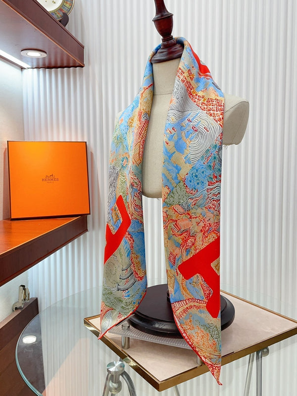 Eleftheria Scarf 90 CM In Colorful Silk Twill  193835