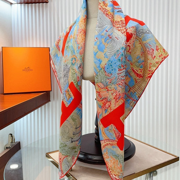 Eleftheria Scarf 90 CM In Colorful Silk Twill 193835