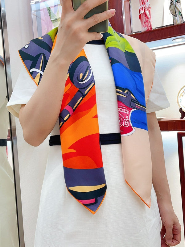 Horse Reality Scarf 90 CM In Colorful Silk Twill  279120