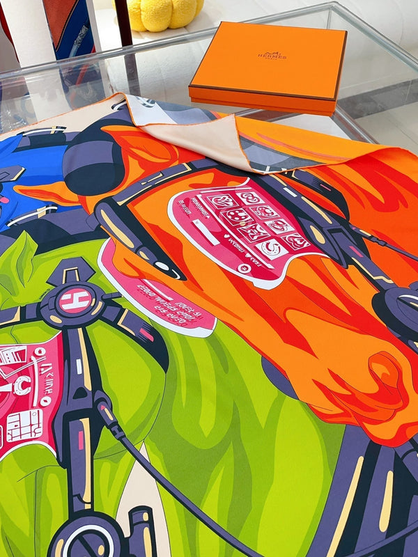 Horse Reality Scarf 90 CM In Colorful Silk Twill  279120