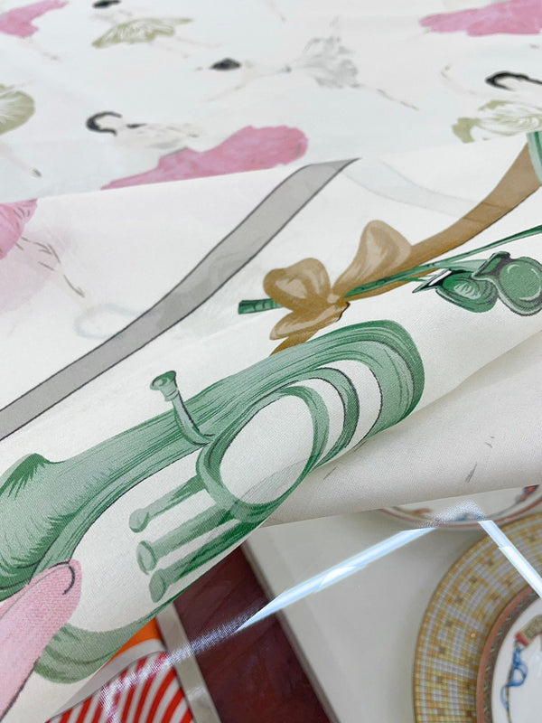 Scarf 110 CM In White Colorful Voile Silk 193825