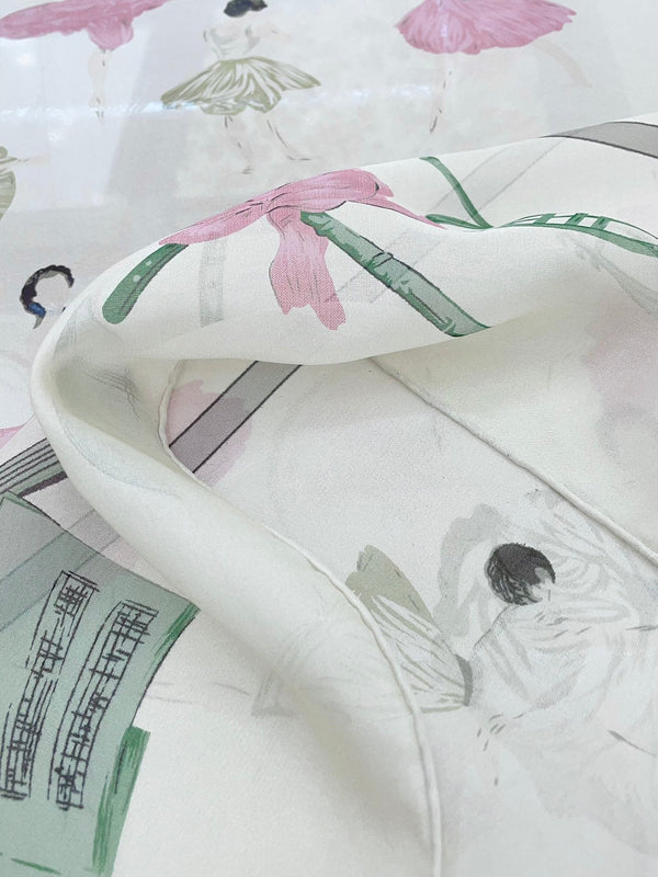 Scarf 110 CM In White Colorful Voile Silk 193825