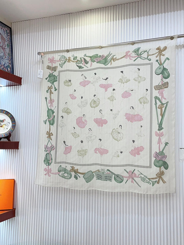 Scarf 110 CM In White Colorful Voile Silk 193825