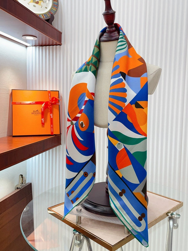Parade en Fanfare Scarf 90 CM In Colorful Silk Twill 193838