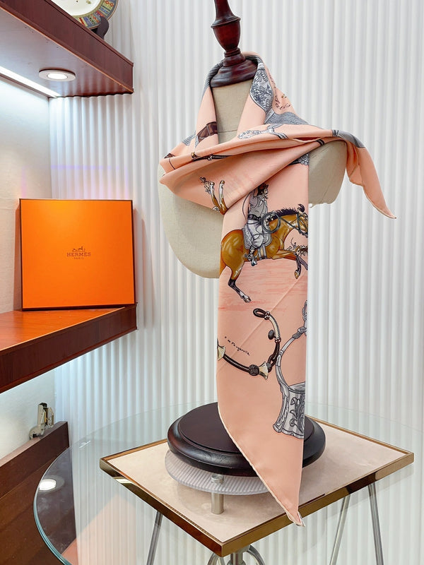 Pampa Scarf 90 CM In Pastel Pink Colorful Silk 196203