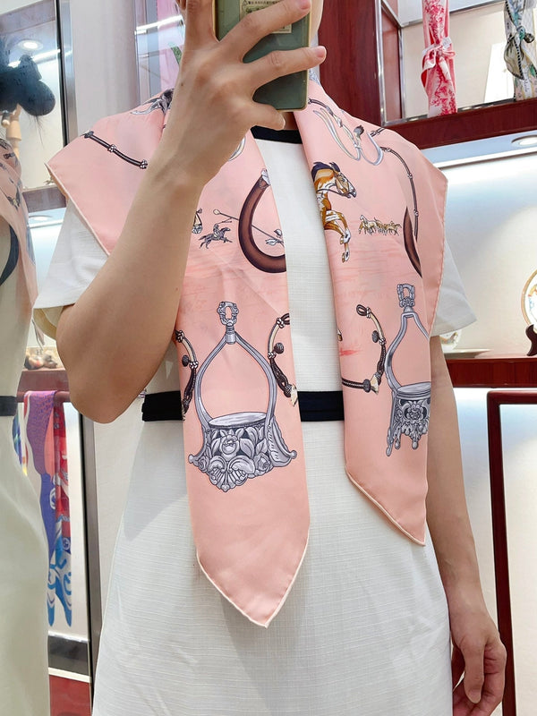 Pampa Scarf 90 CM In Pastel Pink Colorful Silk 196203