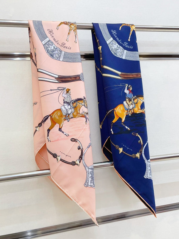 Pampa Scarf 90 CM In Dark Blue Colorful Silk 196204