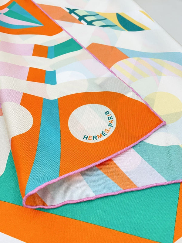 Le Reve De Julia Scarf 90 CM In Orange Colorful Silk Twill 198577