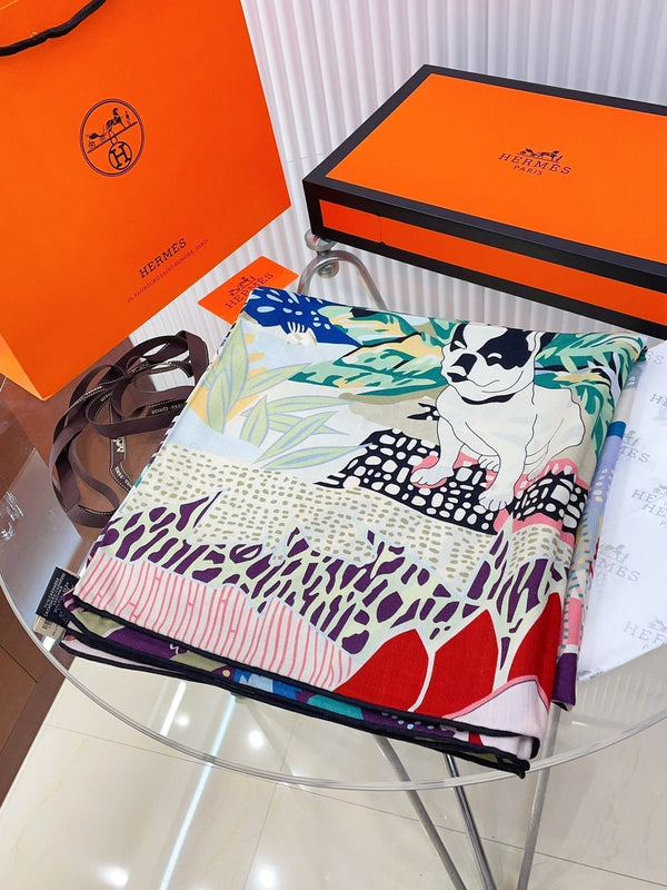 En Liberte ! Scarf 140 CM In Colorful Cashmere And Silk 198587