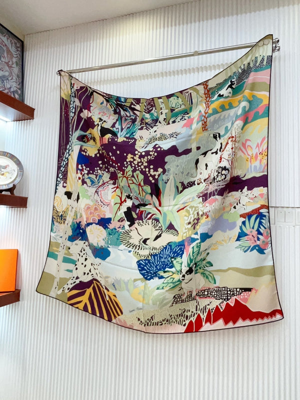 En Liberte ! Scarf 140 CM In Colorful Cashmere And Silk 198587