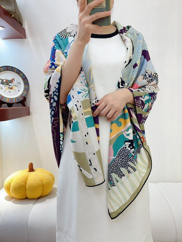 En Liberte ! Scarf 140 CM In Colorful Cashmere And Silk 198587