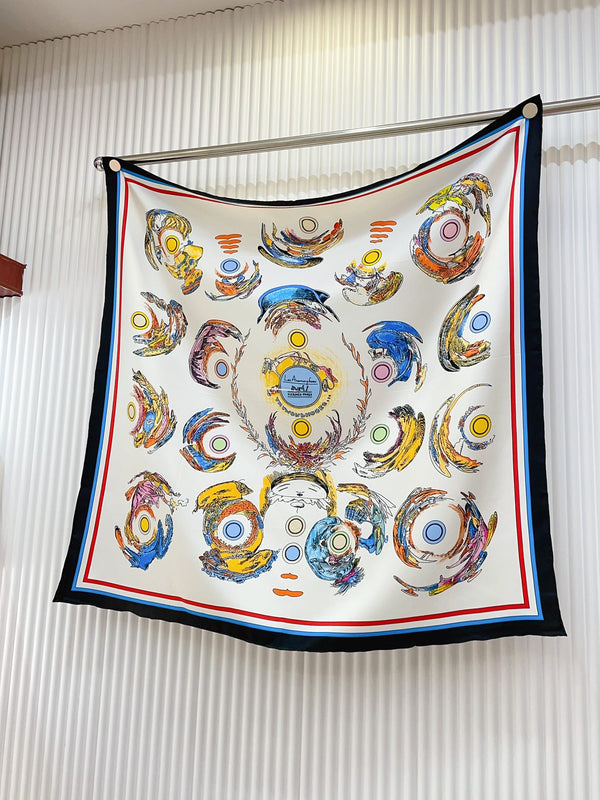 Les Anamorphoses Scarf 90 CM In Colorful Silk Twill 199755