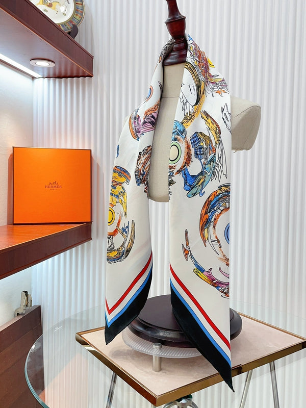 Les Anamorphoses Scarf 90 CM In Colorful Silk Twill 199755