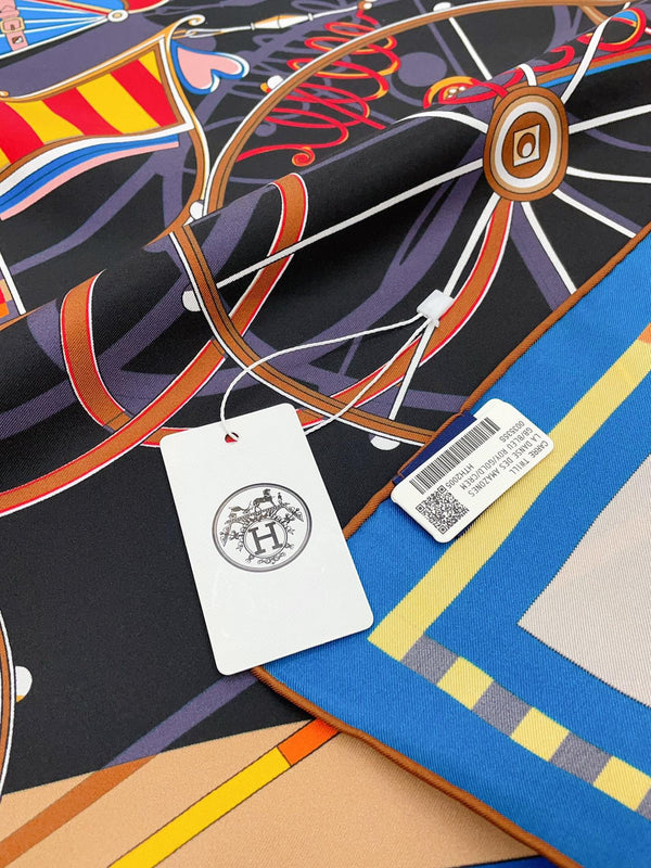 Voitures En Equilibre Scar 90 CM In Black Colorful Silk Twill 202491