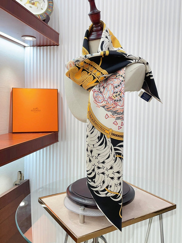 Legende Brodee Scarf 90 CM In Black Colorful Silk Twill 208578