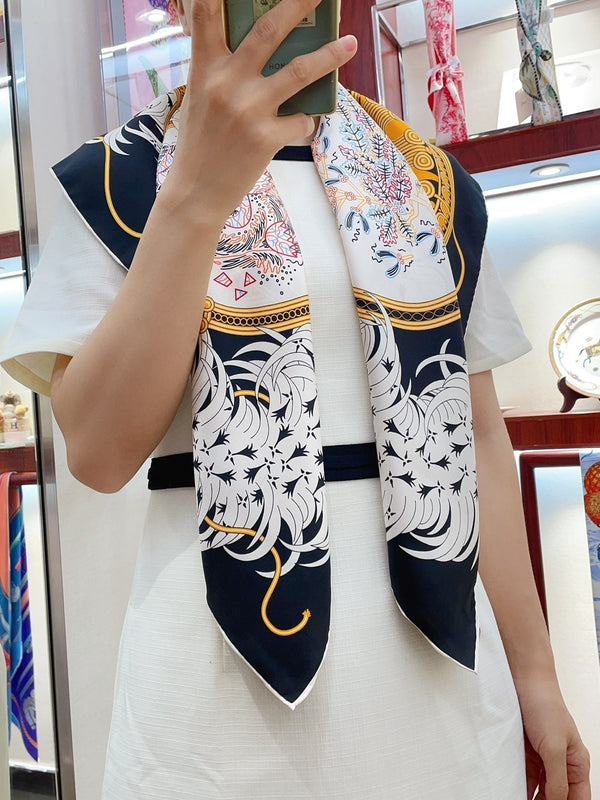 Legende Brodee Scarf 90 CM In Black Colorful Silk Twill 208578