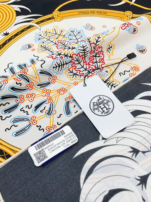 Legende Brodee Scarf 90 CM In Black Colorful Silk Twill 208578