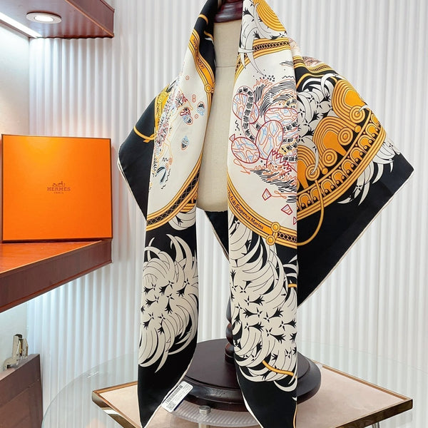 Legende Brodee Scarf 90 CM In Black Colorful Silk Twill 208578