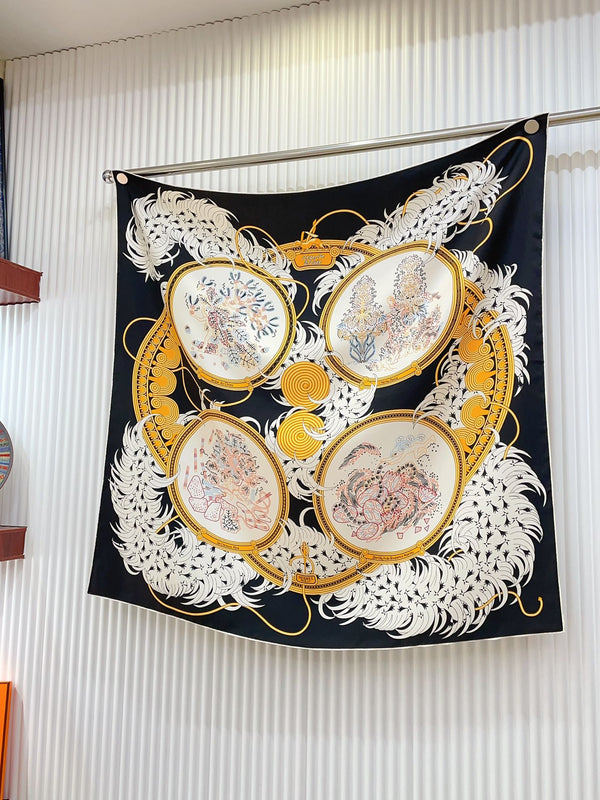 Legende Brodee Scarf 90 CM In Black Colorful Silk Twill 208578