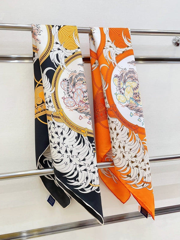 Legende Brodee Scarf 90 CM In Black Colorful Silk Twill 208578