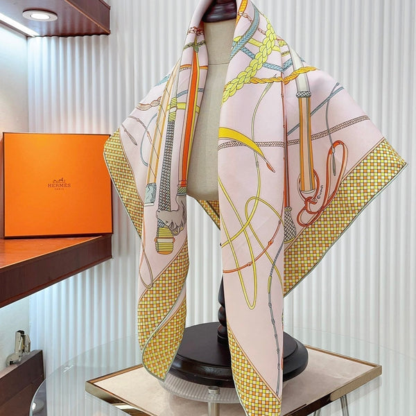 Fouets Et Badines Scarf 90 CM In Light Pink Colorful Silk 208583