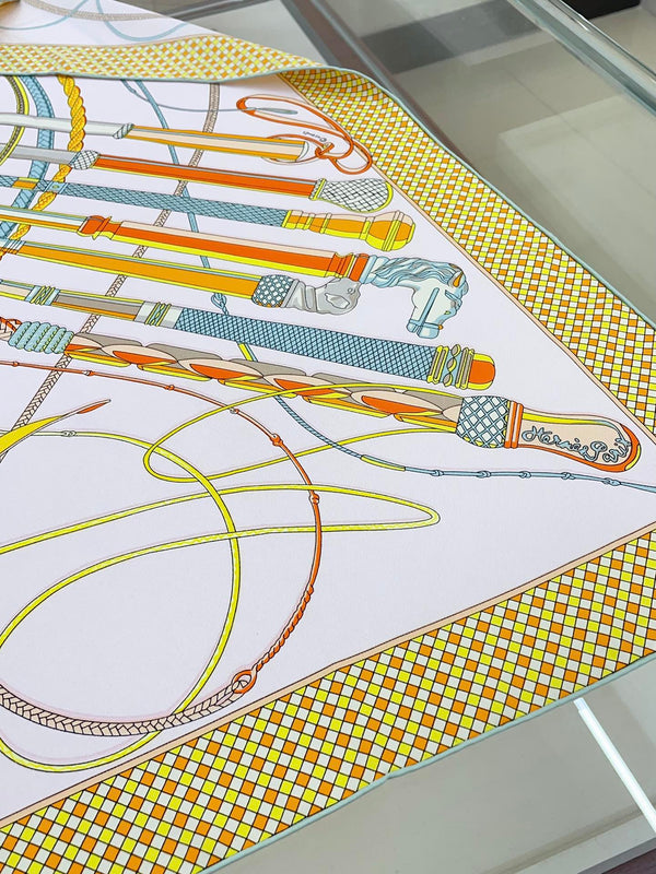 Fouets Et Badines Scarf 90 CM In Light Pink Colorful Silk 208583