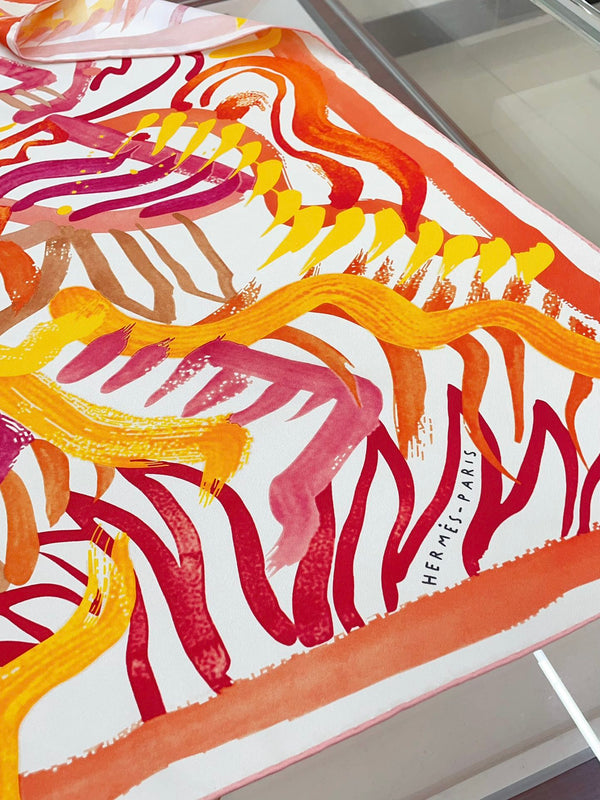 Le Cavalier A La Trompette Scarf 90 CM In Colorful Silk 208589