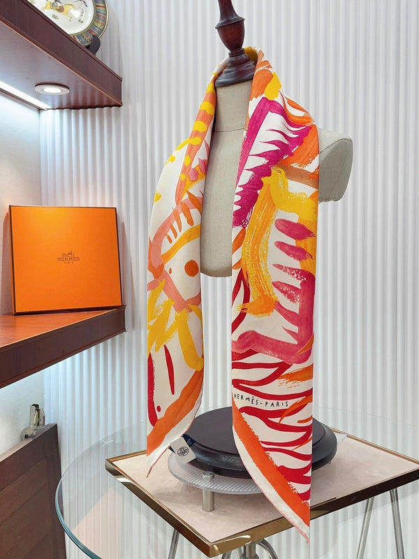 Le Cavalier A La Trompette Scarf 90 CM In Colorful Silk 208589