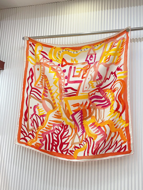 Le Cavalier A La Trompette Scarf 90 CM In Colorful Silk 208589