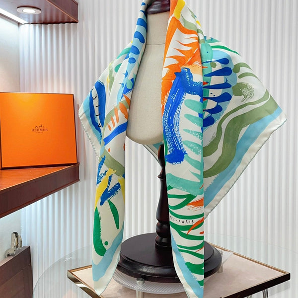 Le Cavalier A La Trompette Sciarpa 90 CM In Seta Colorata 208590