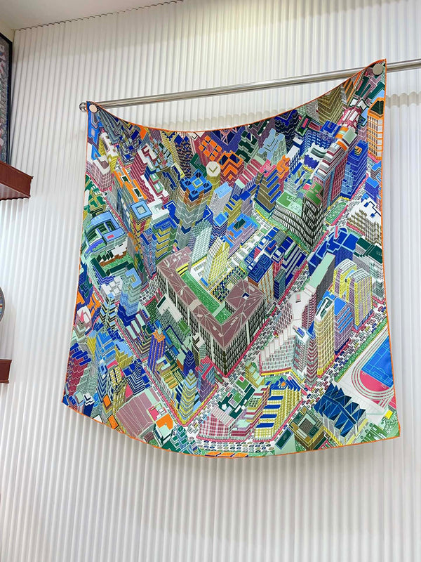 Pantin City scarf 90 CM In Colorful Silk Twill  211113