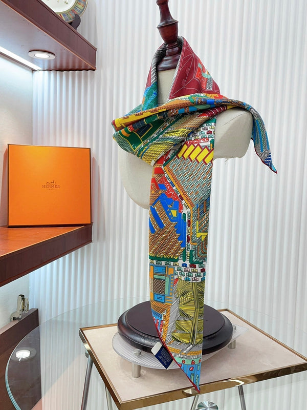 Pantin City scarf 90 CM In Colorful Silk Twill  211114