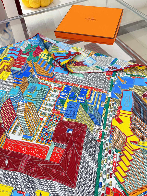 Pantin City scarf 90 CM In Colorful Silk Twill  211114