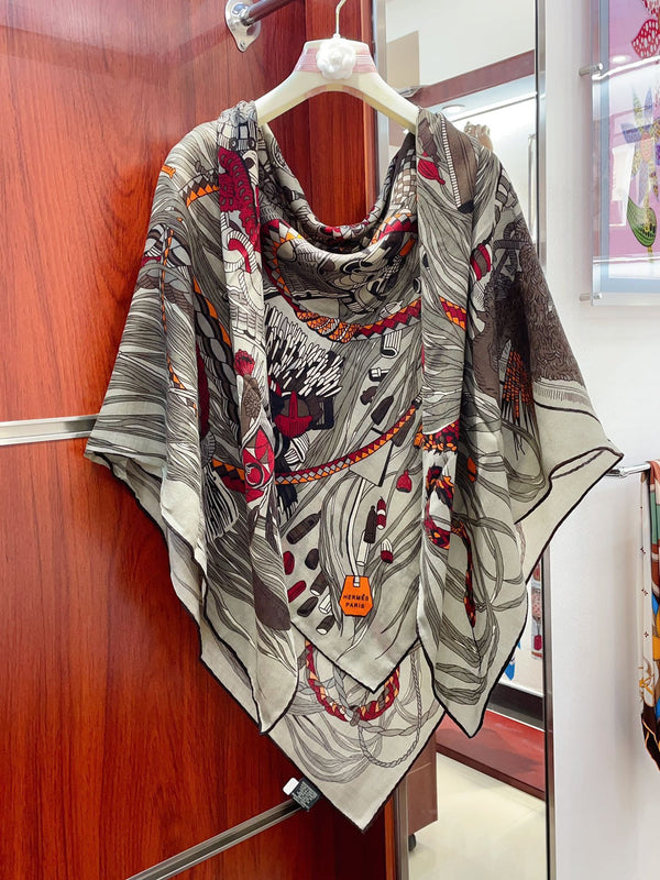 Wild Rhythm Scarf 140 CM In Colorful Cashmere Silk 213698