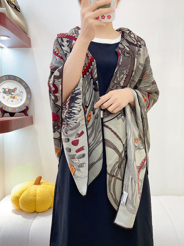 Wild Rhythm Scarf 140 CM In Colorful Cashmere Silk 213698