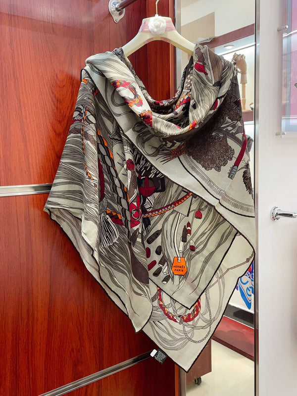 Wild Rhythm Scarf 140 CM In Colorful Cashmere Silk 213698