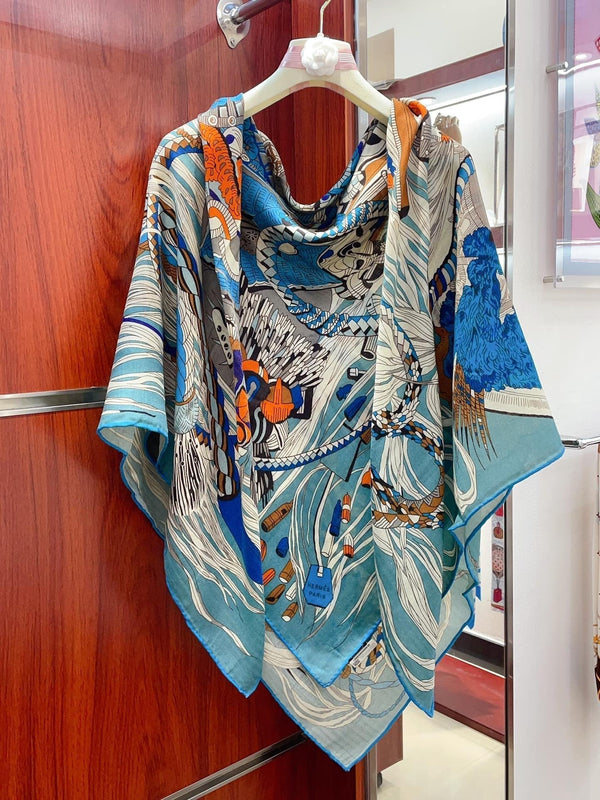 Wild Rhythm Scarf 140 CM In Colorful Cashmere Silk 213699