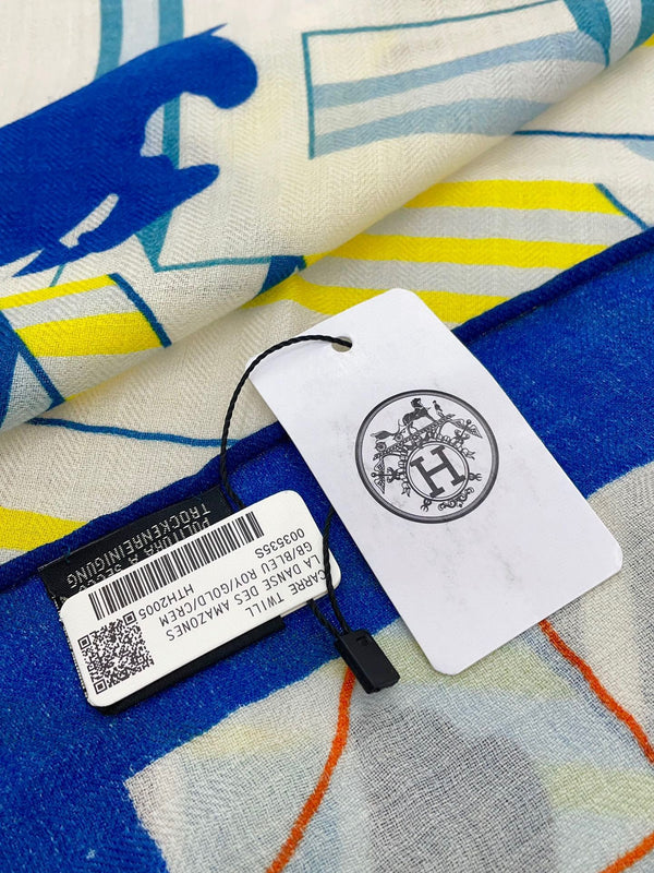 Horse Club Detail Scarf 140 CM In Colorful Cashmere And Silk 217219