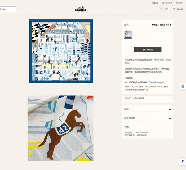 Horse Club Detail Scarf 140 CM In Colorful Cashmere And Silk 217219