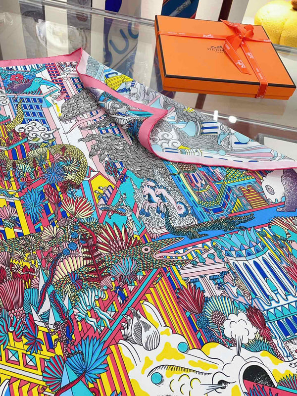 Animapolis Scarf 90 CM In Colorful Silk Twill 220185