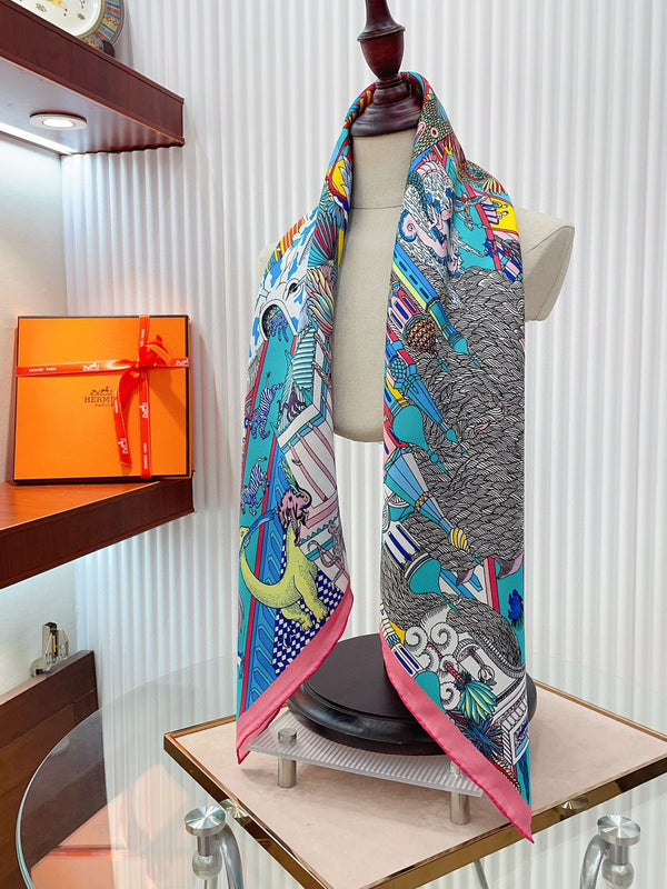 Animapolis Scarf 90 CM In Colorful Silk Twill 220185