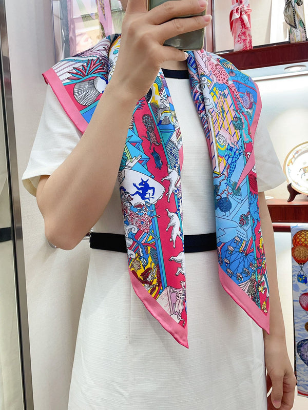 Animapolis Scarf 90 CM In Colorful Silk Twill 220185