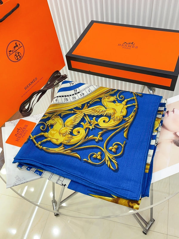 Astrologie Forever Scarf 135 CM In Blue Colorful Cashmere And Silk 223626