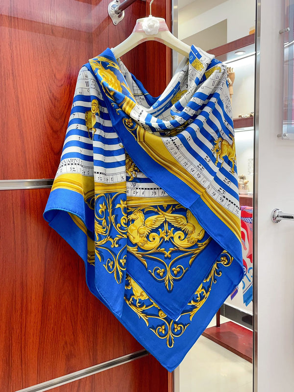 Astrologie Forever Scarf 135 CM In Blue Colorful Cashmere And Silk 223626